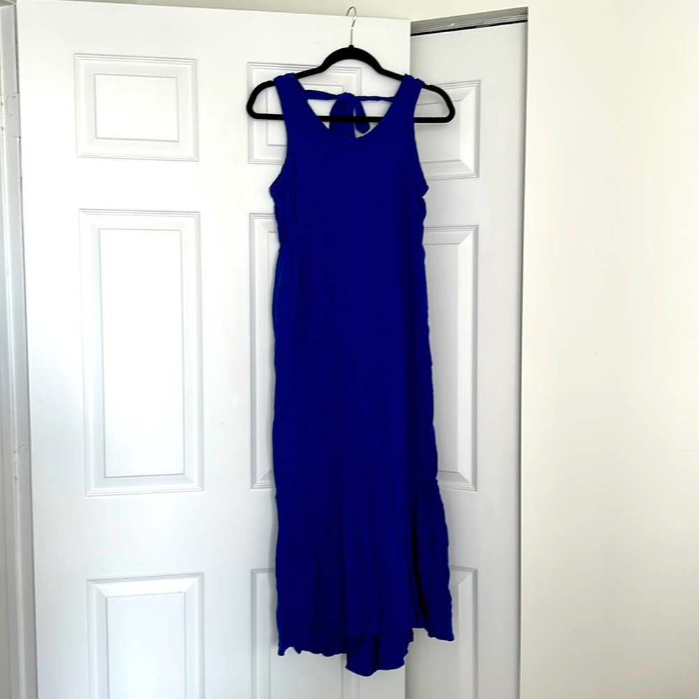 Splendid Royal Blue knit maxi dress Tie back cute! Size small S EUC